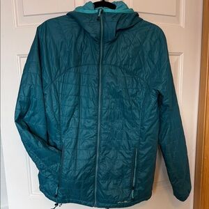 Eddie Bauer Teal Hooded Quilted Puffer Jacket